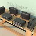 Black Leather Bags 3D Model Display On Wooden Shelf With Detailed Design