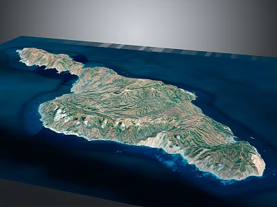 3D Island Natural Garden Landscape With Detailed Terrain And Coastal Water Features 3d model