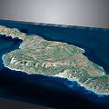 3D Island Natural Garden Landscape With Detailed Terrain And Coastal Water Features