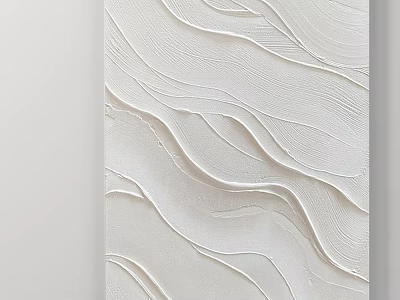 Abstract Painting With White Wavy Textured Relief And Modern Minimalist Art Style 3d model