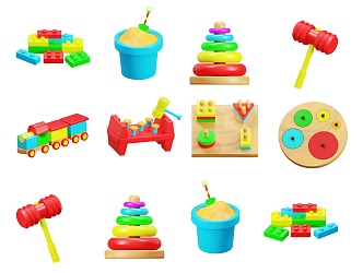 Modern Early Childhood Education Children's Building Blocks Toys Wood Toys Sasha Train Geometric Figures Early Childhood Education Toys Educational Rainbow Tower Toys 3d model