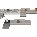 Modular Sectional Sofa Set With Neutral Tones Cushions And Multiple Configurations 3d model