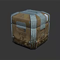Fragile Box With Metal Reinforcements Worn Surface And Reflective Base