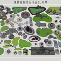 Diverse Garden Ornaments Collection Featuring Green Plant Shapes Stone Elements And Pathway Designs