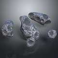 Porous Rocky Meteorites With Textured Surface And Holes On Dark Background