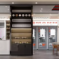Modern Exhibition Hall Interior Featuring Displayed Appliances Sofa Glass Doors And Gray Flooring