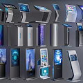Public Facilities With Self Service Kiosks And Touchscreen Information Terminals 3d model