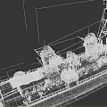 Detailed Gray Warship With Turrets Mast And Deck Facilities On White Background