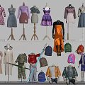 Diverse Stylish Clothes On Mannequins With Various Colors And Designs