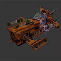 Orange Planetary Exploration Rover With Mechanical Arms And Scientific Tools 3d model