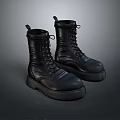 High Top Black Leather Lace Up Boots Durable Comfortable Everyday Wear