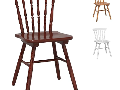 Classic Solid Wood Windsor Dining Chair With Multiple Color Options For Home Kitchen Use 3d model