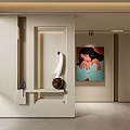 Modern Elegant Entryway With Beige Walls Gray Floor Wall Art Coat Hook And Storage Shelf