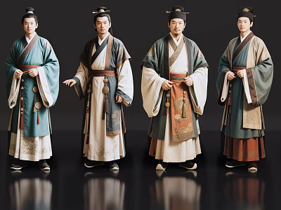 2D ancient costume characters ancient costume men ancient treasurer Mr. treasurer ancient costume characters film and television characters ancient costume characters 3d model
