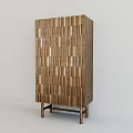 Modern Wooden Entryway Side Cabinet With Vertical Stripe Design And Legs