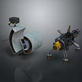 Mechanical Weapon System With Robotic Arms Tread Structure And Yellow Central Component 3d model