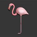 Elegant Pink Flamingo Standing On Dark Background With Soft Feathers And Reflection