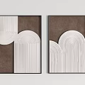 Modern Two Piece Wall Art With Brown Background And White Geometric Patterns