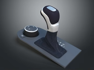 Car Gear Shift Lever With Control Knob And Function Buttons On Interior Console 3d model