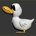 Cute Cartoon Bird Character 3D Model With White Body Yellow Beak And Black Eyes 3d model