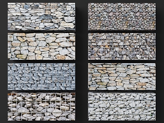 Gabion Landscape Metal Gabion Iron Mesh Gravel Block Iron Mesh Pebble Gabion Retaining Wall Gabion Retaining Wall 3d model