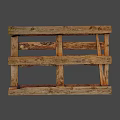 Rustic Vintage Wooden Pallets Structure With Weathered Planks And Blocks 3d model