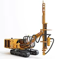 Yellow Tracked Industrial Drilling Equipment with Tall Drill Rod and Hydraulic Hoses
