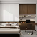 Tatami Bedroom Interior Design With White Brown Cabinets Window Blinds Desk Laptop And Chair