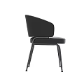 Modern Black Leather Dining Chair with Armrests and Sleek Metal Legs Design