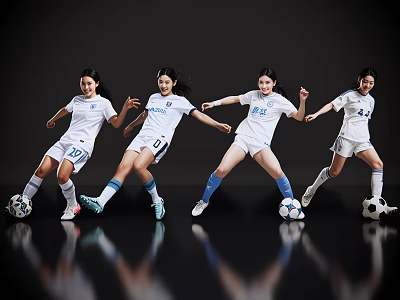 2D Modern Sports People Football Characters Football Sports Soccer Beauty Sports Characters Fashion Sportswear 3d model