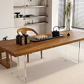 New Tea Table Large Board Table Dining Table and Chair Combination-Silent Log 3d model