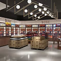 Liquor Store Interior With Well Arranged Shelves Various Wines Spirits And Tobacco Products