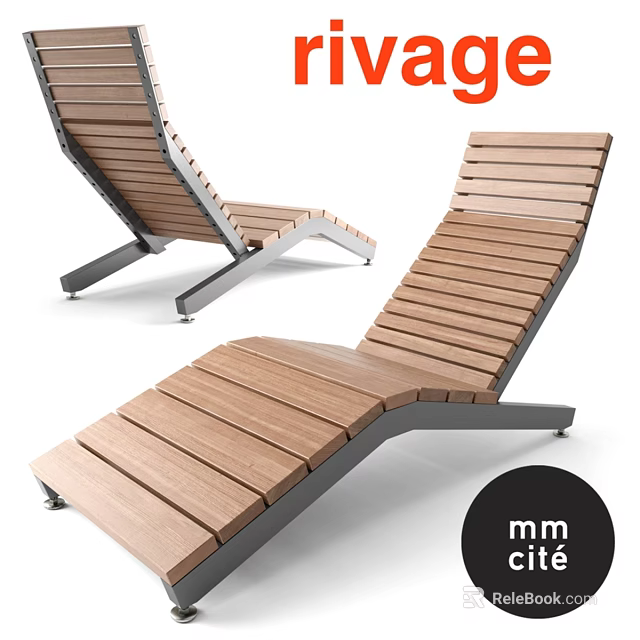 Ergonomic Wooden Lounge Chair With Metal Frame And Slatted Design 3d model 