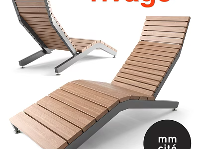 Ergonomic Wooden Lounge Chair With Metal Frame And Slatted Design 3d model