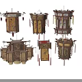 Traditional Chinese Decorative Outdoor Lights with Wooden Frame Intricate Patterns and Hanging Tassels