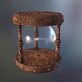 Vintage Wooden Decorative Ornament Set with Engraved Laugh Tale Text and Transparent Glass Globe
