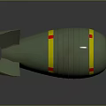 Military Bomb With Green Body Yellow Stripes Metal Tail Fins And Pointed Warhead Structure