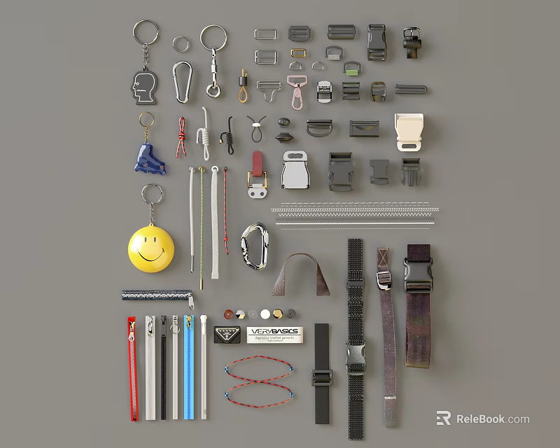 Clothing Accessories Including Metal Buckles Straps And Various Garment Components 3d model 