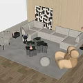 Sofa coffee table combination 3d model