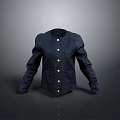 Stylish Dark Blue Denim Jacket With Diamond Quilting And Button Details