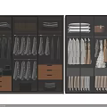 Modern Wardrobe with Glass Doors Hanging Folded Clothes and LED Lighting