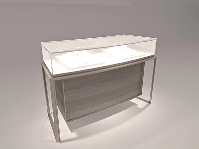 Modern Jewelry Display Case With Transparent Glass Top Wooden Cabinet And Metal Frame 3d model