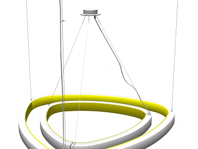 Modern Double Ring Chandelier With Yellow Accent And Hanging Design Elements 3d model