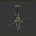 Detailed Sand Colored Military Helicopter Model With Rotors Cockpit And Weapon Mounts