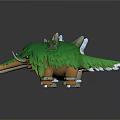 Green And White Fantasy Creature Figurines With Leafy Cover Horns And Long Trunks