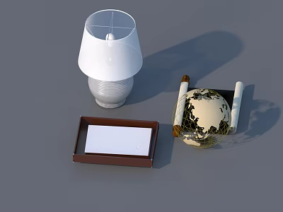 Swing Door Design For Modern Interior With Table Lamp Globe And Photo Frame 3d model