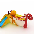 Colorful Octopus Shaped Children's Slide With Blue Slide And Red Decorative Rails