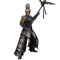 Mythic Game Movie Character With Decorative Battle Axe And Ornate Armor Helmet