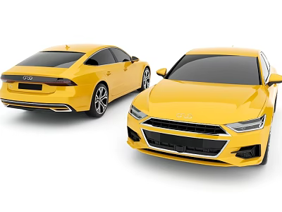 Yellow Audi Cars Showcasing Front And Rear Views In Studio Setting 3d model