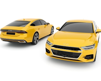 car sedan yellow 3d model